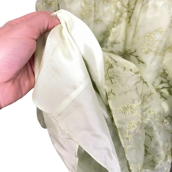 Talbots 100% Silk Size 4 Green Embroidered Drop Waist Fairy Dress‎ vtg - Picture 9 of 11